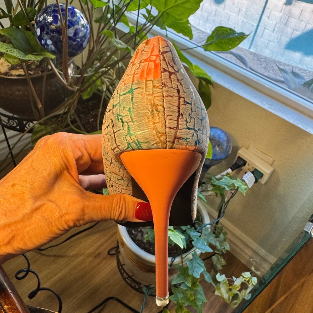 Multicolor Patchwork Women's Heels - image 9